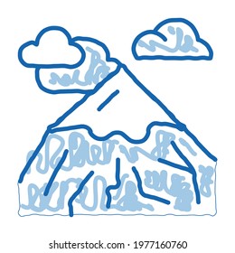 head of mountain sketch icon vector. Hand drawn blue doodle line art head of mountain sign. isolated symbol illustration