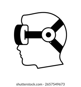 ícone de exibição montado na cabeça com ilustração de estoque de vetor de fundo branco