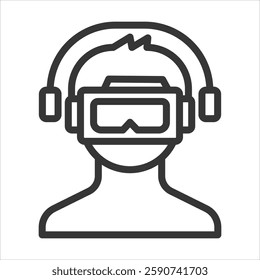 Head Mounted Display Outline Icon Vector Illustration