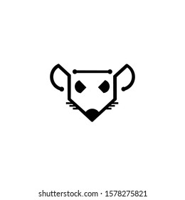 Head mouse art logo design inspiration, isolated on white background, Flat design,