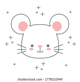 head of mouse baby kawaii with decor vector illustration design