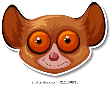Head of Mouse lemur animal cartoon sticker illustration