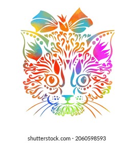 The head of a multi-colored kitten. Vector illustration