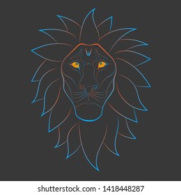 The head of a multicolored lion. Vector illustration