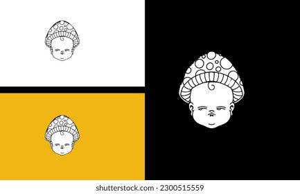 head mushroom vector line art design