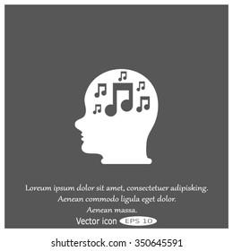 Head with musical note