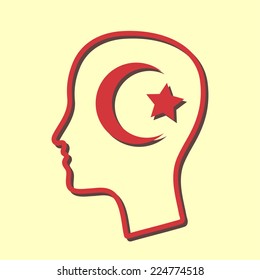 head with muslim sign inside, vector eps10