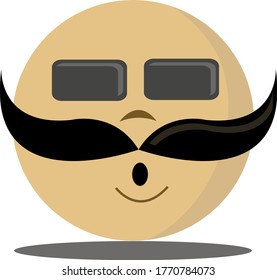 cabeza, bigote y gafas