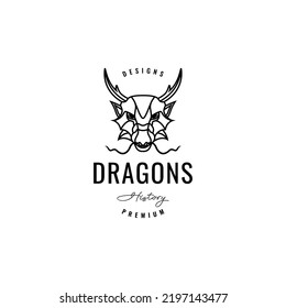 head myth dragon minimal logo design