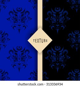 The head of the mythical animal blue black, seamless pattern
