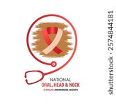 Head and Neck Cancer Awareness month is april Calligraphy Poster  Vector design Realistic Burgundy and Ivory Ribbon. Design for banner, cards, prints, social media, poster, flyer and background design