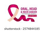 Head and Neck Cancer Awareness month is april Calligraphy Poster  Vector design Realistic Burgundy and Ivory Ribbon. Design for banner, cards, prints, social media, poster, flyer and background design