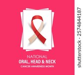 Head and Neck Cancer Awareness month is april Calligraphy Poster  Vector design Realistic Burgundy and Ivory Ribbon. Design for banner, cards, prints, social media, poster, flyer and background design