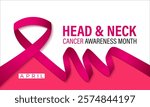 Head and Neck Cancer Awareness month is april Calligraphy Poster  Vector design Realistic Burgundy and Ivory Ribbon. Design for banner, cards, prints, social media, poster, flyer and background design