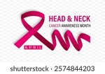 Head and Neck Cancer Awareness month is april Calligraphy Poster  Vector design Realistic Burgundy and Ivory Ribbon. Design for banner, cards, prints, social media, poster, flyer and background design
