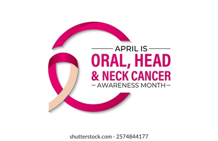 Head and Neck Cancer Awareness month is april Calligraphy Poster  Vector design Realistic Burgundy and Ivory Ribbon. Design for banner, cards, prints, social media, poster, flyer and background design