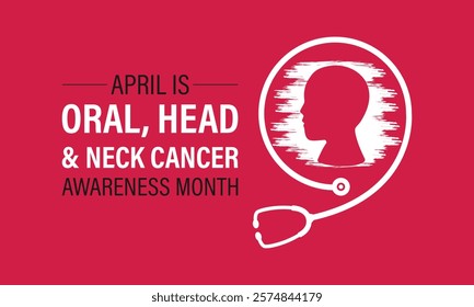 Head and Neck Cancer Awareness month is april Calligraphy Poster  Vector design Realistic Burgundy and Ivory Ribbon. Design for banner, cards, prints, social media, poster, flyer and background design