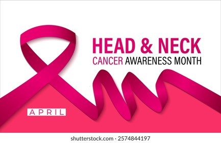 Head and Neck Cancer Awareness month is april Calligraphy Poster  Vector design Realistic Burgundy and Ivory Ribbon. Design for banner, cards, prints, social media, poster, flyer and background design