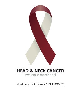 Head And Neck Cancer Burgundy Ivory Ribbon Vector