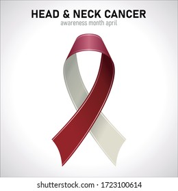 Head And Neck Cancer Burgundy Ivory Ribbon Vector