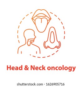 Head and neck oncology concept icon. ENT disorders. Diseases of ears, nose, and throat. Otorhinolaryngology idea thin line illustration. Vector isolated outline RGB color drawing