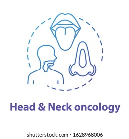 Head and neck oncology concept icon. ENT disorders. Diseases of ears, nose, and throat. Otorhinolaryngology idea thin line illustration. Vector isolated outline RGB color drawing