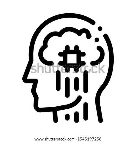 Head Nerve Impulses Biohacking Icon Vector Thin Line. Contour Illustration