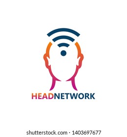 Head Network Logo Template Design Vector, Emblem, Design Concept, Creative Symbol, Icon