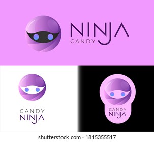 head ninja with purple color. flat logo design with modern concept