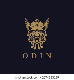 Head of Nordic Odin God logo vector illustration on dark background