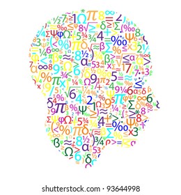 head with numbers, vector