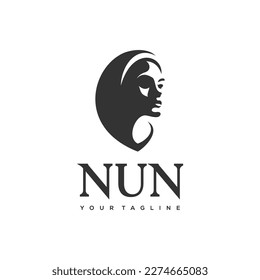 head nun silhouette logo vector illustration