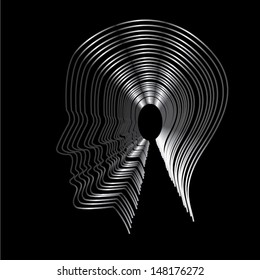 head object. vector illustration. metal shining