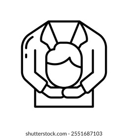 Head Off Trick Outline Icon, Vector illustration