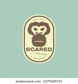 head old face monkey ape primate forest badge vintage logo design vector