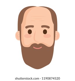 head old man bald with beard avatar character