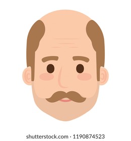head old man bald with mustache avatar character