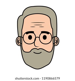 head old man with beard and glasses avatar character