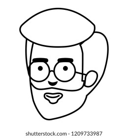 head old man with beard and glasses avatar character