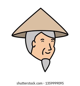 head of old man chinese peasant