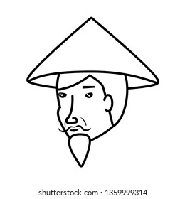 head of old man chinese peasant