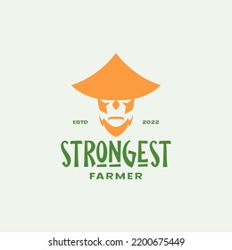 Head Old Man Farmer Logo Design