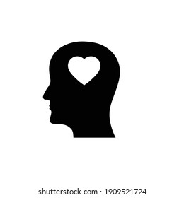 Head Ond Heart Icon. Love Sign Vector