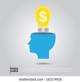 head open lamp money vector
