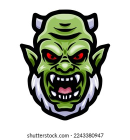 Diseño de mascota del logotipo de la cabeza orc