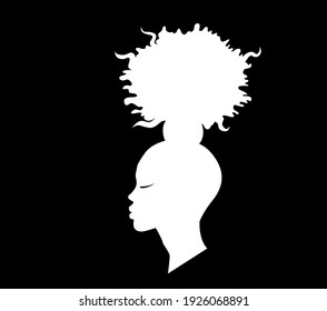 head with the original hairstyle of an African-American girl drawn in profile, vector picture