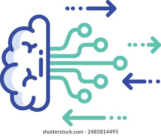 Head outline color vector illustration