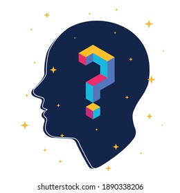Head outline with question mark