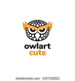 head owl art feather logo design