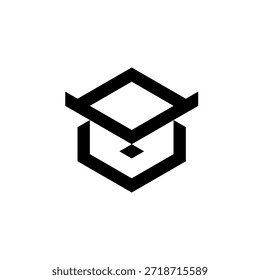 Logotipo moderno de la caja del búho de la cabeza 